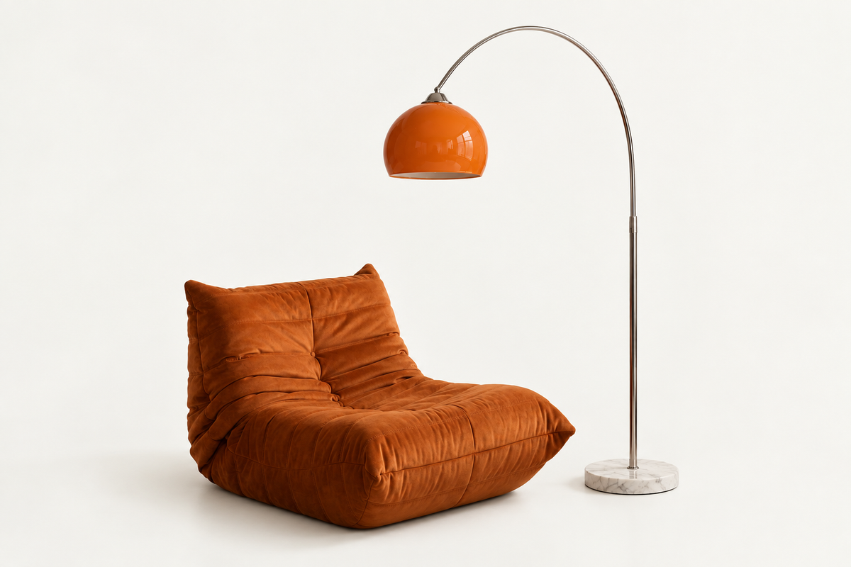 Lounge Chair + Arc Floor Lamp